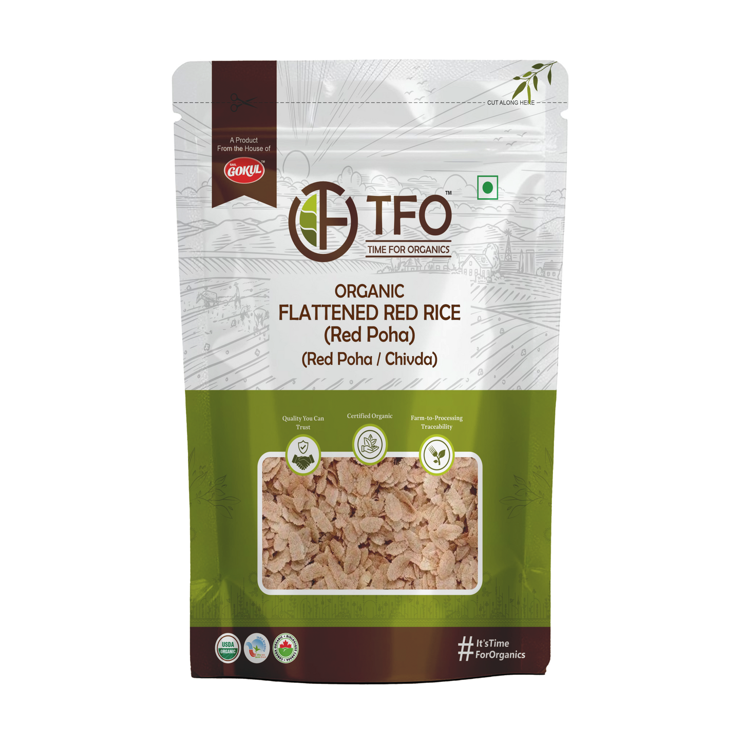 Organic Flattened Red Rice (Red Poha / Chivda)