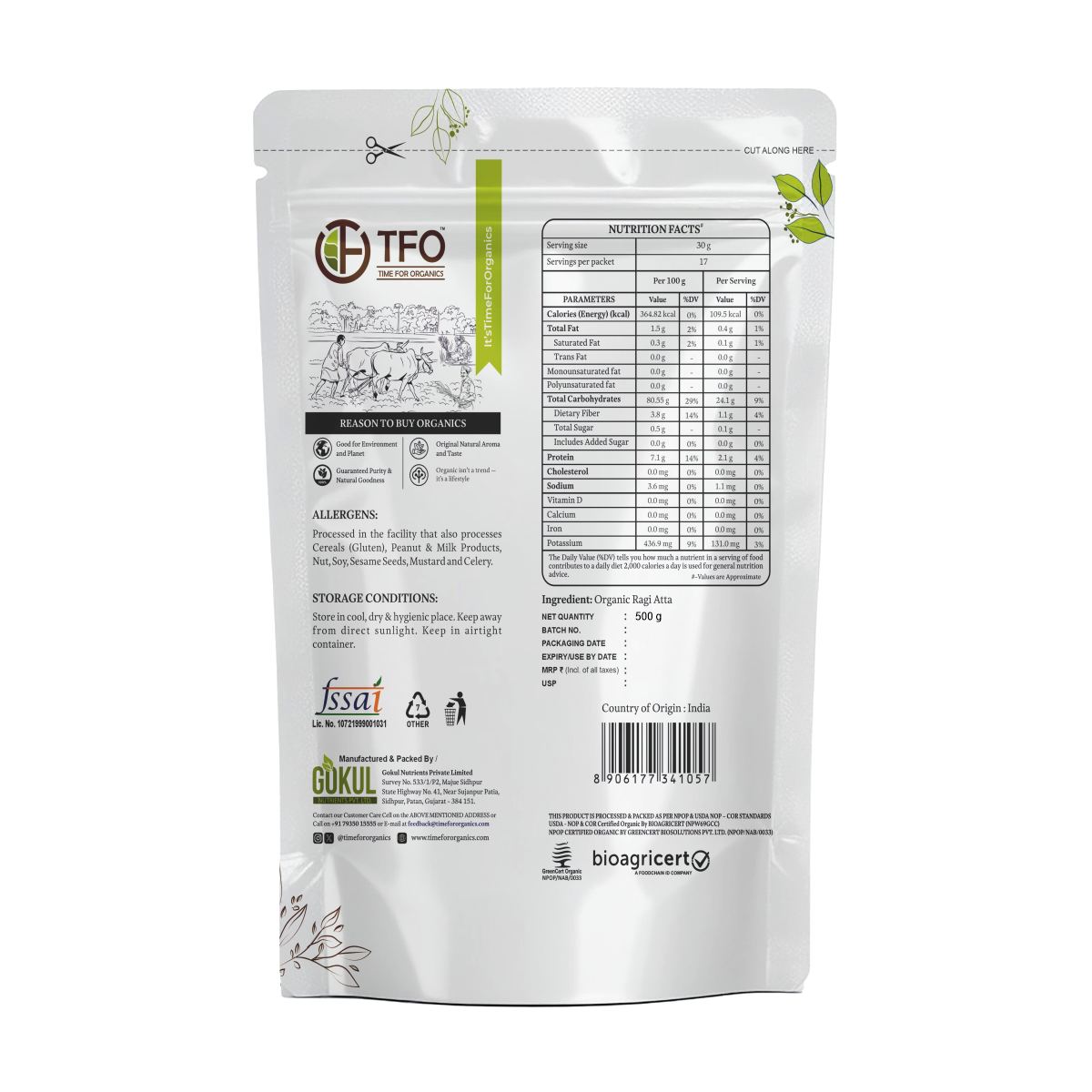 Organic Finger Millet Flour (Ragi Flour)