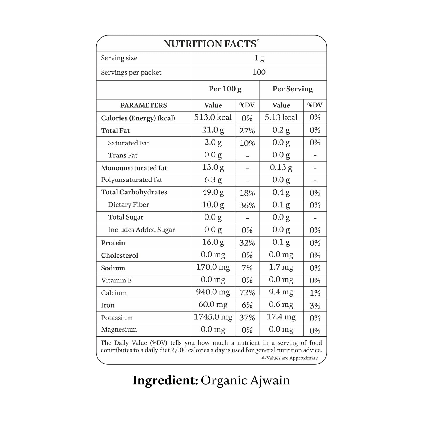 Organic Carom Seed (Ajwain)