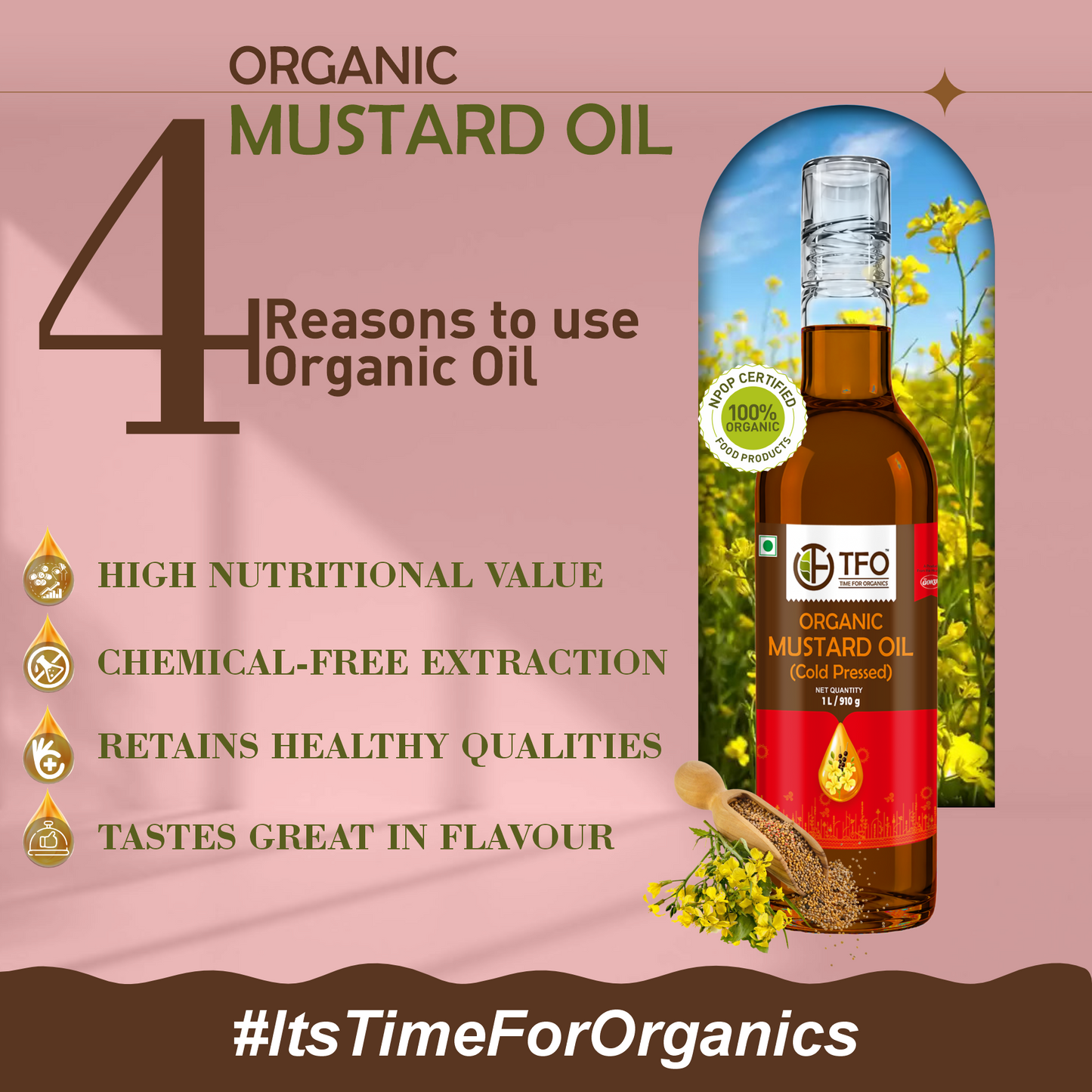 Organic Mustard Oil (Cold Pressed)