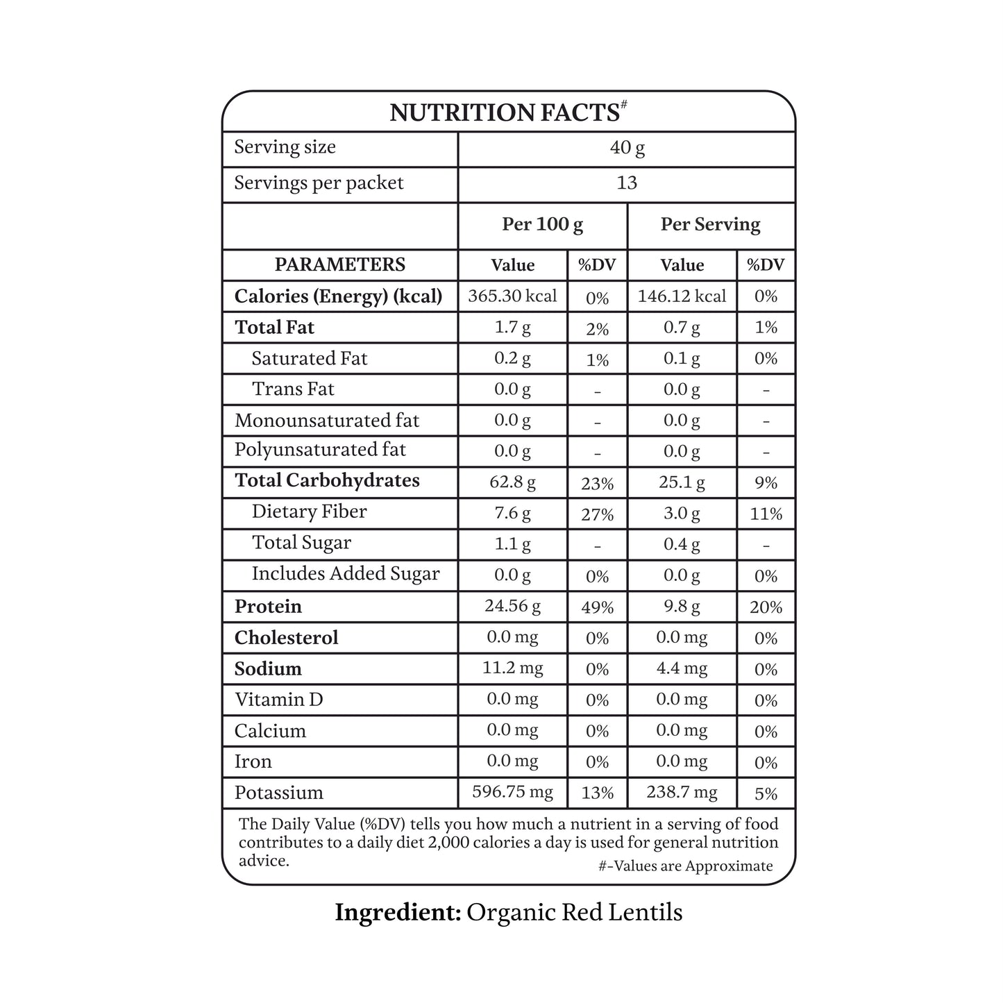 Organic Red Lentil Whole (Masoor Whole)