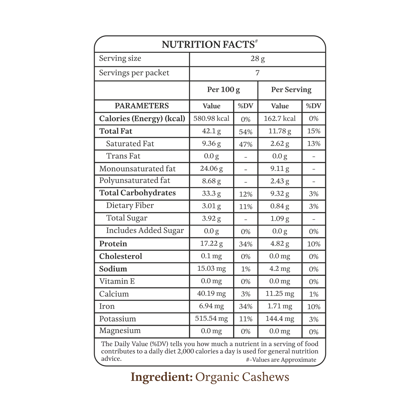 Organic Whole Cashews