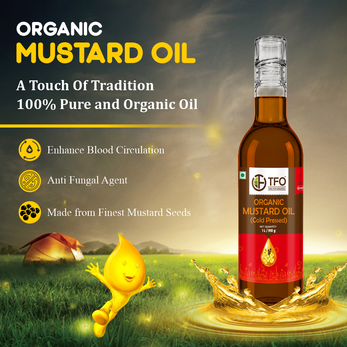 Organic Mustard Oil (Cold Pressed)