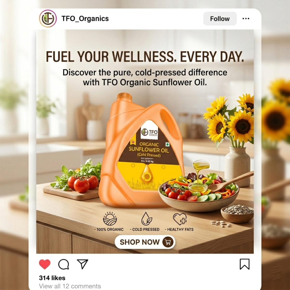 Organic Sunflower Oil (Cold Pressed)