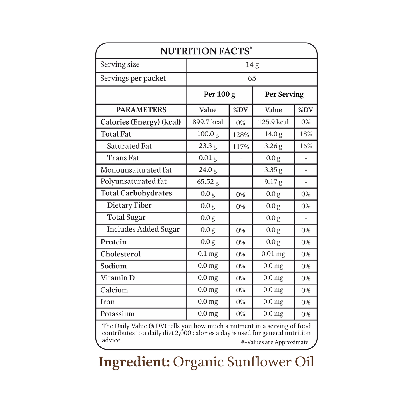 Organic Sunflower Oil (Cold Pressed)