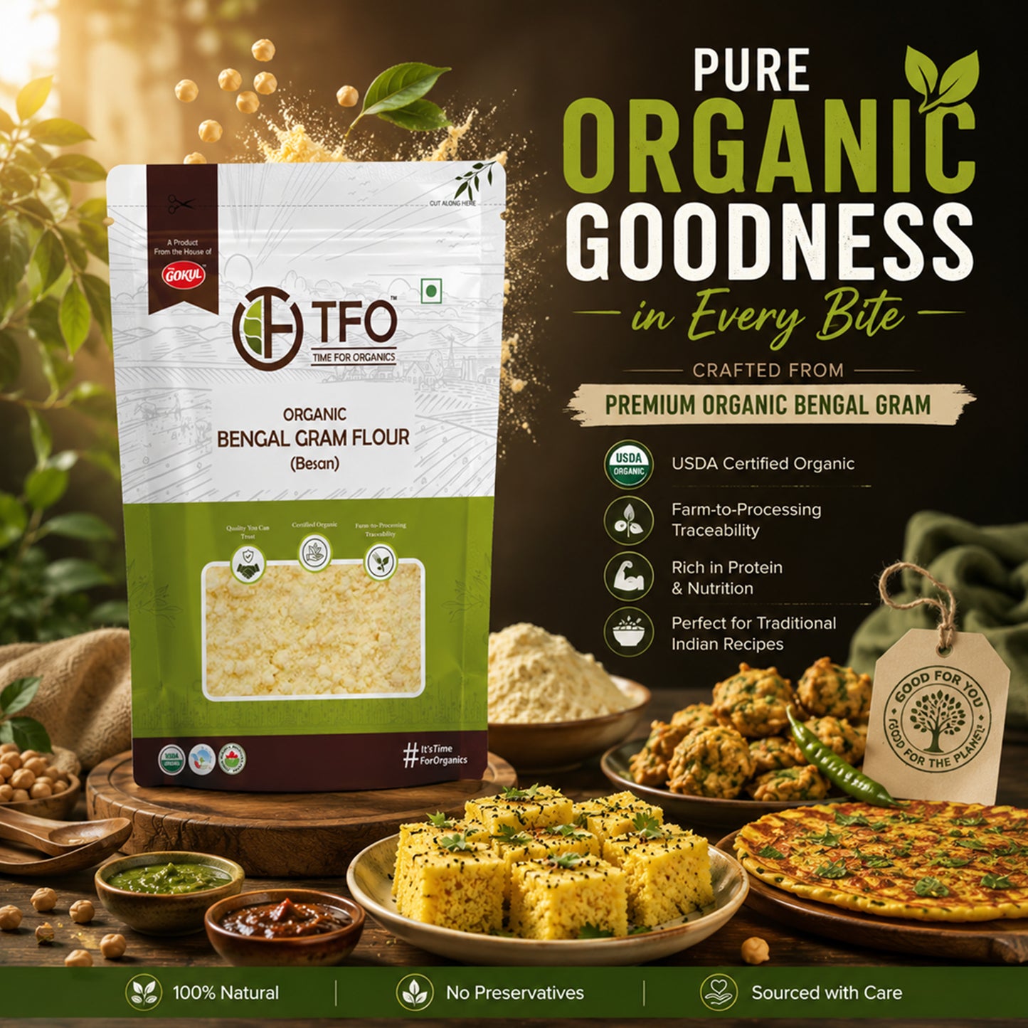 Organic Bengal Gram Flour (Besan)