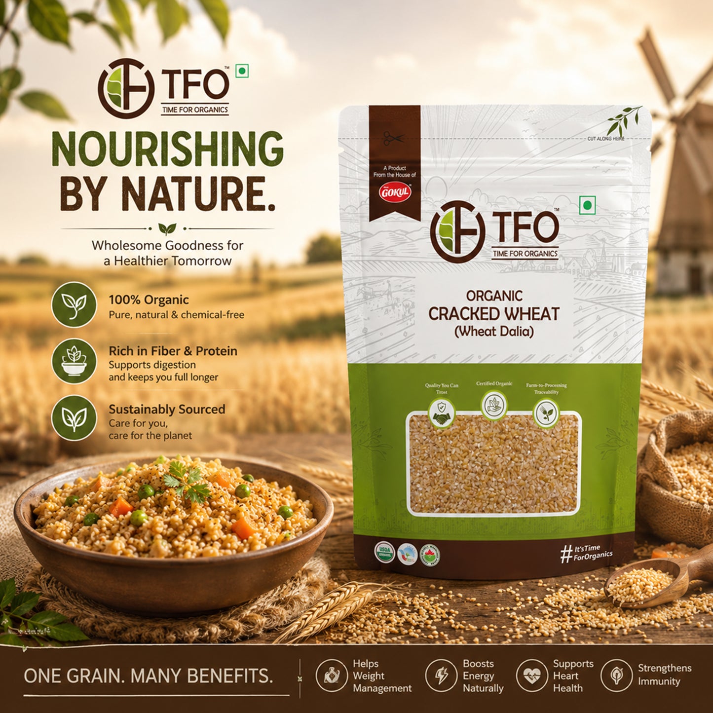 Organic Cracked Wheat (Wheat Dalia)