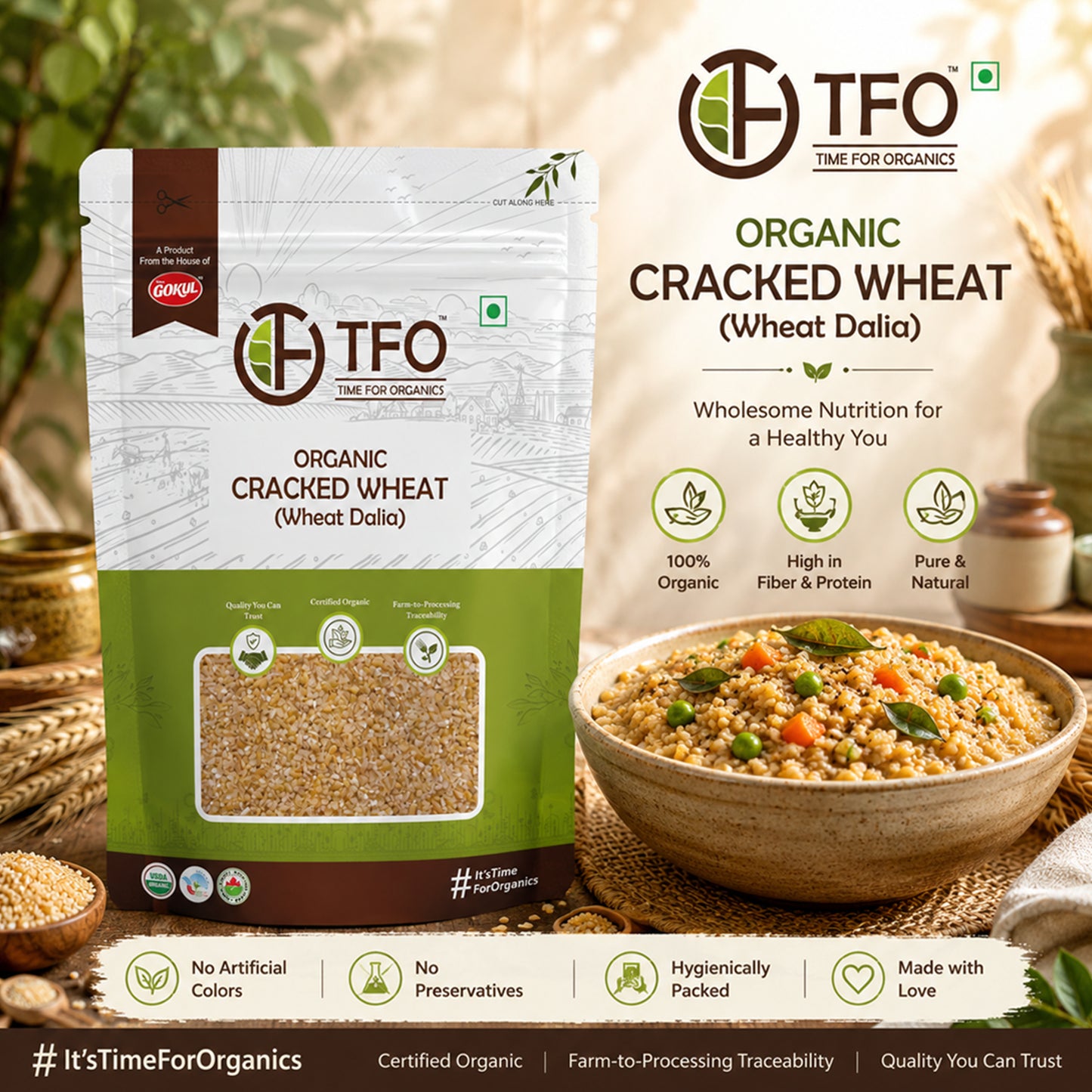Organic Cracked Wheat (Wheat Dalia)