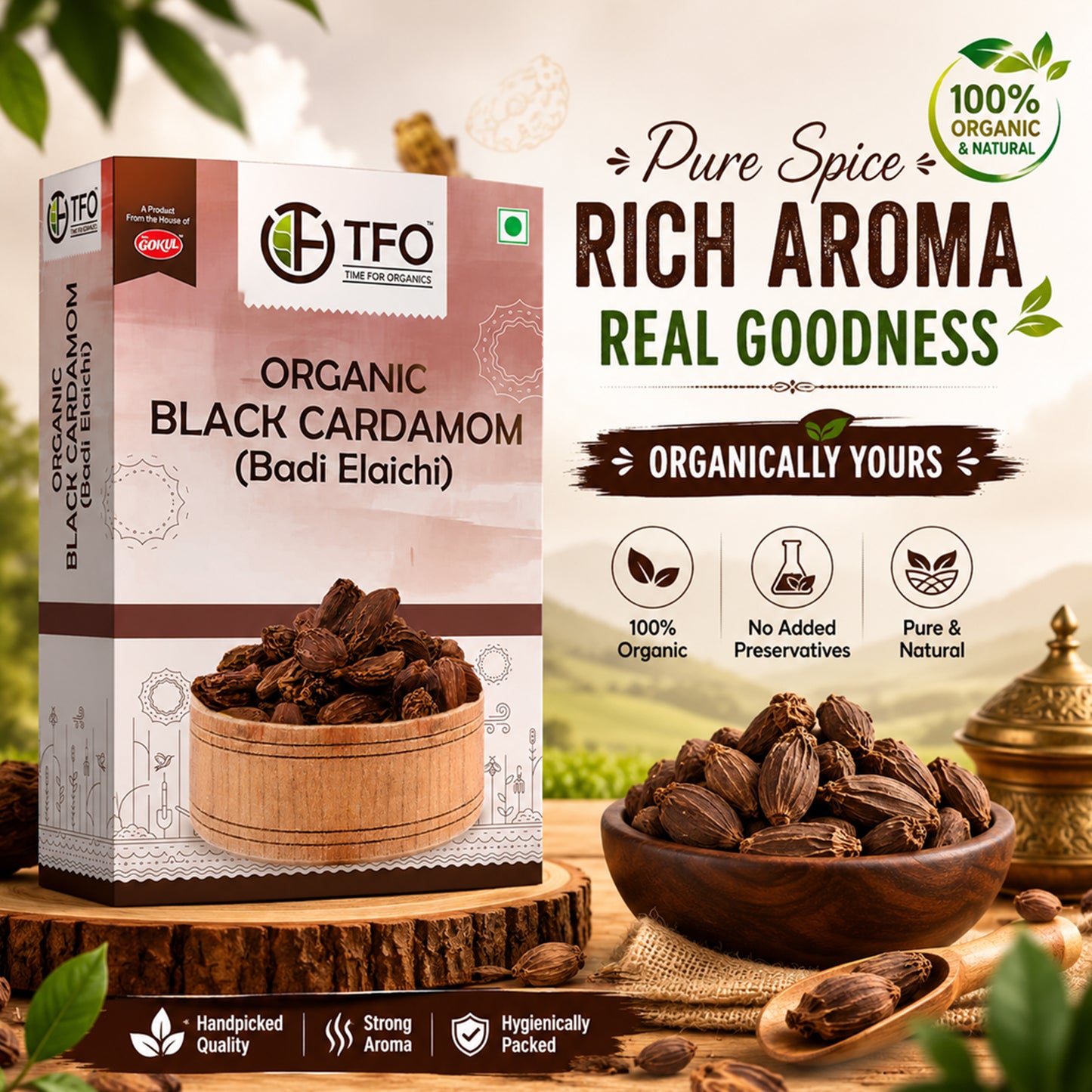 Organic Black Cardamom (Badi Elaichi)