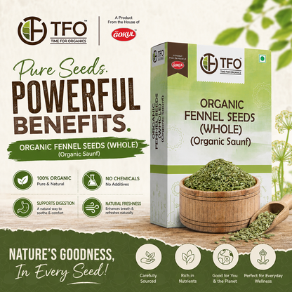 Organic Fennel Seeds (Whole / Organic Saunf)