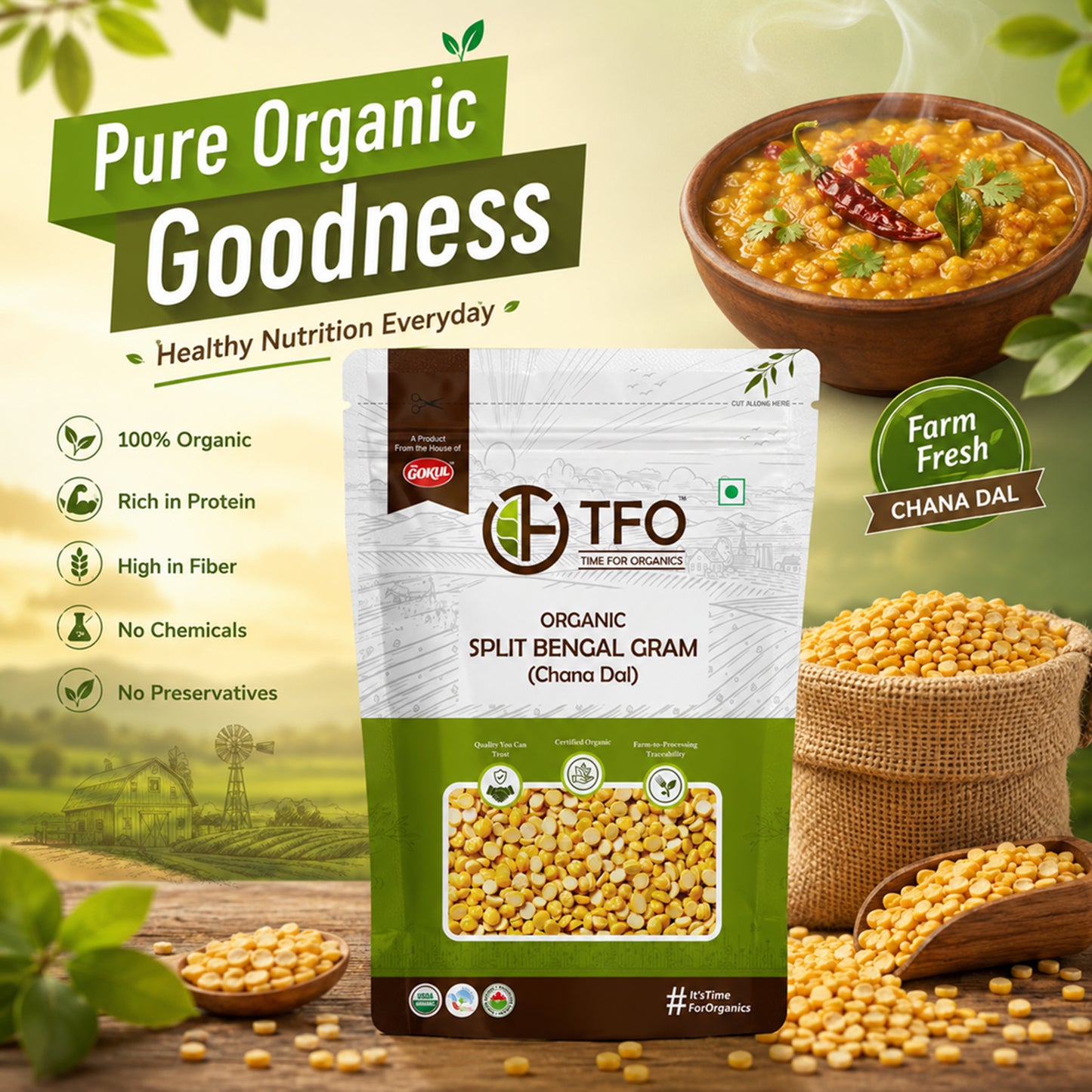 Organic Split Bengal Gram (Chana Dal)