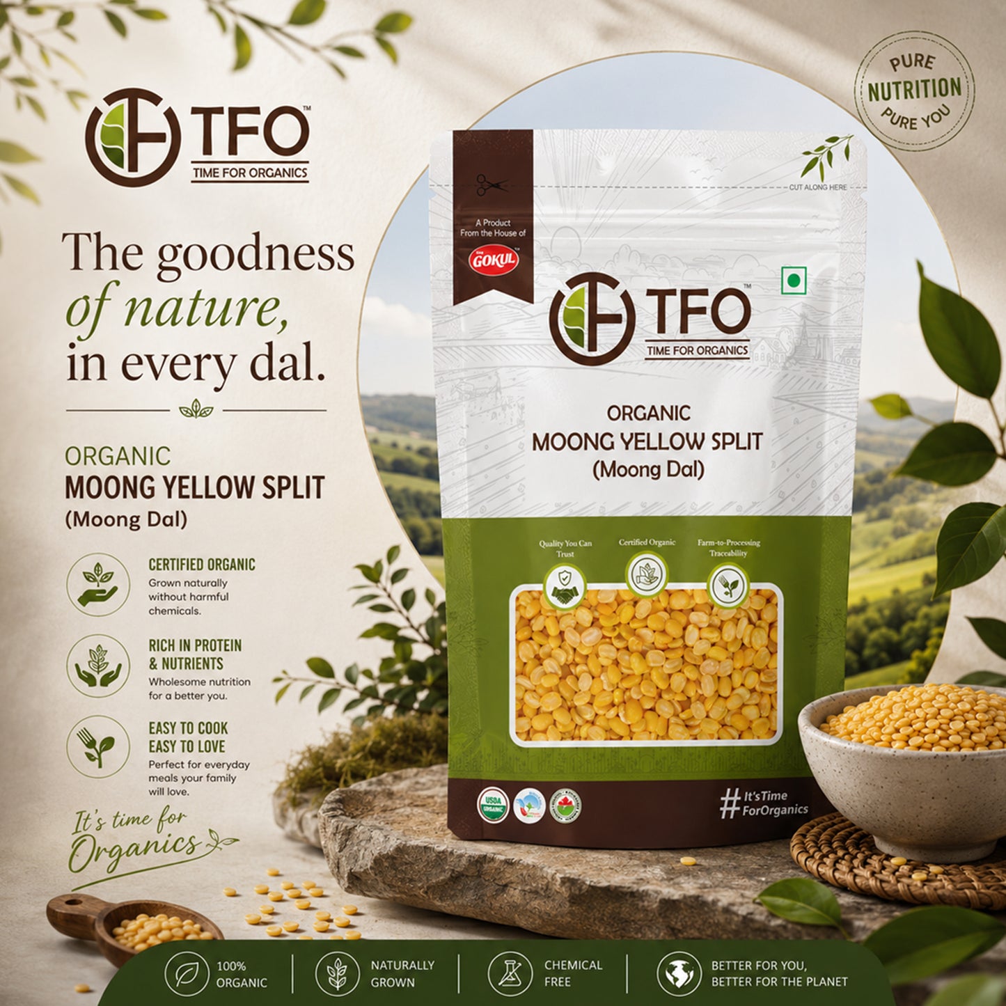 Organic Moong Yellow Split (Moong Dal)